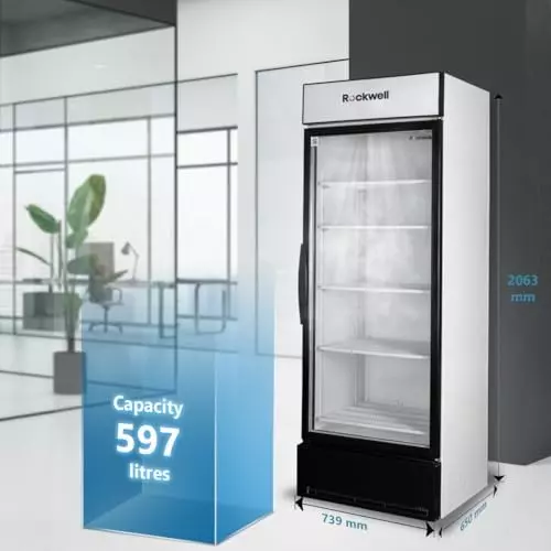 ROCKWELL 597 L Single Door Glass Visi Cooler, RVC700B