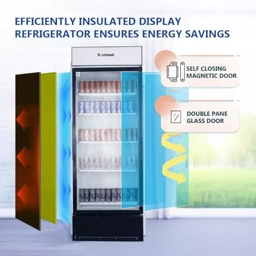 ROCKWELL 597 L Single Door Glass Visi Cooler, RVC700B