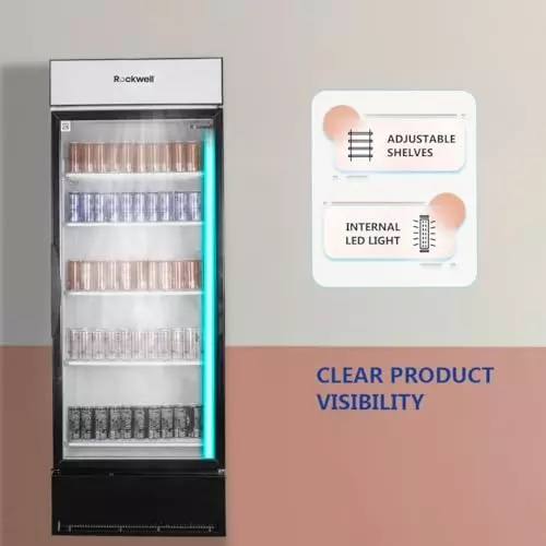 ROCKWELL 597 L Single Door Glass Visi Cooler, RVC700B