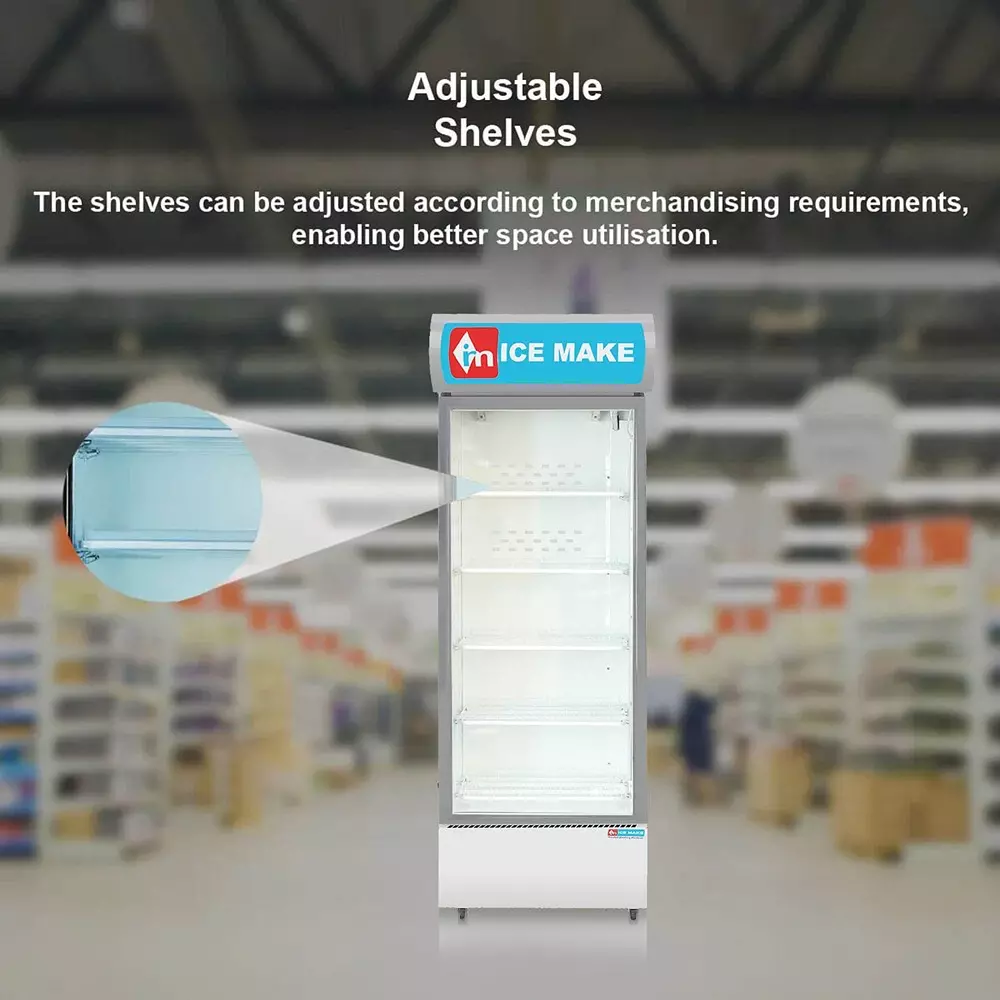 ICE MAKE Vertical Freezer 550 L Single Door 5 Shelves Grey, IMVC550