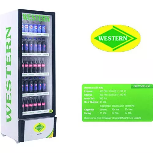 western-380-l-visi-cooler-single-glass-door-5-shelves-and-1140-kwh-annual-power-consumption-src-380-gl