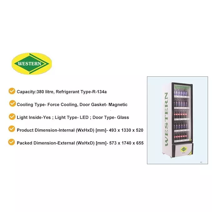 western-380-l-visi-cooler-single-glass-door-5-shelves-and-1140-kwh-annual-power-consumption-src-380-gl