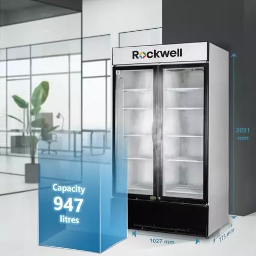 ROCKWELL 947 L Double Door Glass Visi Cooler, RVC1100B