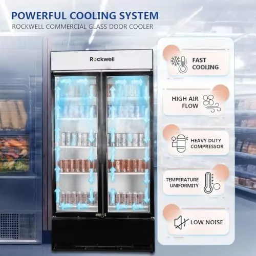 ROCKWELL 947 L Double Door Glass Visi Cooler, RVC1100B