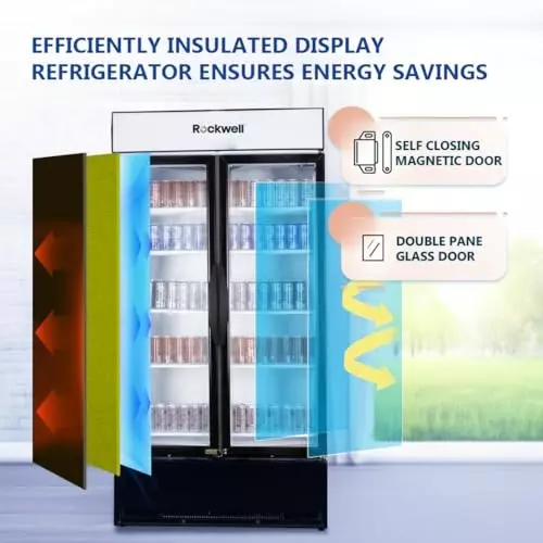 ROCKWELL 947 L Double Door Glass Visi Cooler, RVC1100B