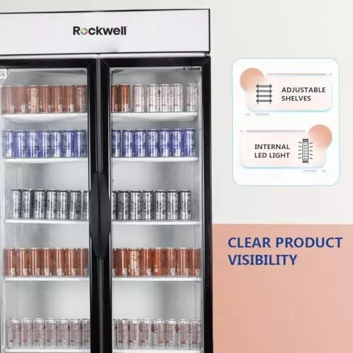 ROCKWELL 947 L Double Door Glass Visi Cooler, RVC1100B