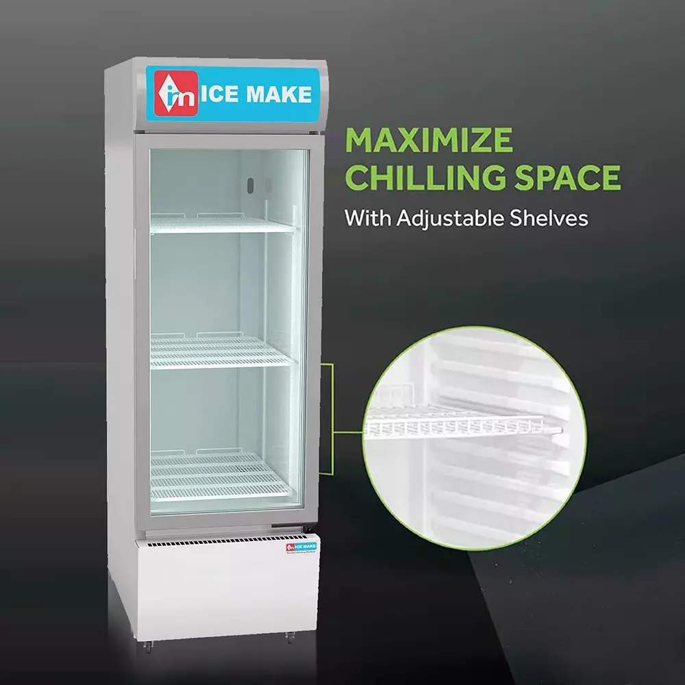 ICE MAKE Vertical Freezer 300 L Single Door 3 Shelves Grey, IMVC300