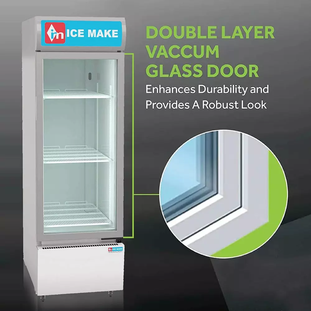 ICE MAKE Vertical Freezer 300 L Single Door 3 Shelves Grey, IMVC300