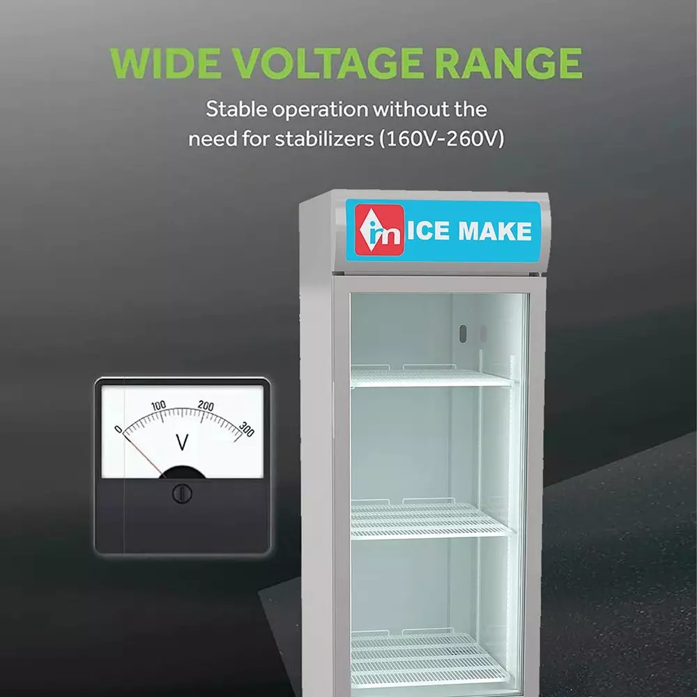 ICE MAKE Vertical Freezer 300 L Single Door 3 Shelves Grey, IMVC300