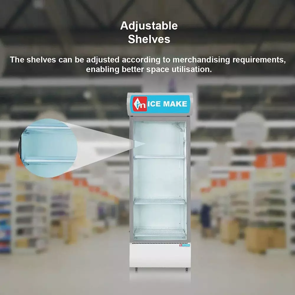 ICE MAKE Vertical Freezer 300 L Single Door 3 Shelves Grey, IMVC300