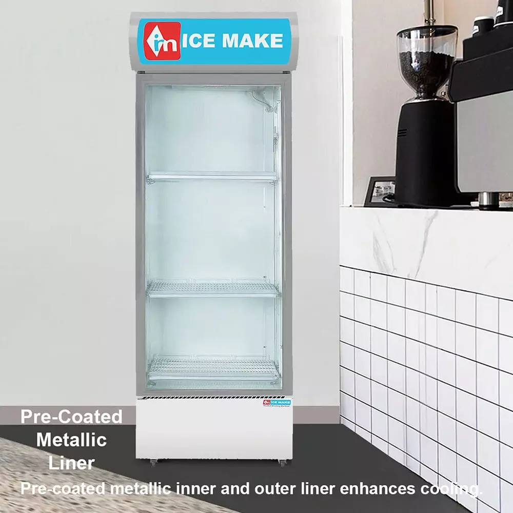 ICE MAKE Vertical Freezer 300 L Single Door 3 Shelves Grey, IMVC300