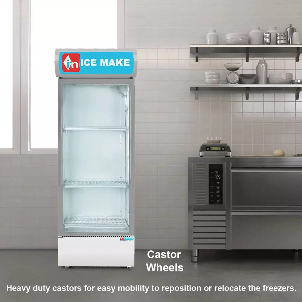 ICE MAKE Vertical Freezer 300 L Single Door 3 Shelves Grey, IMVC300