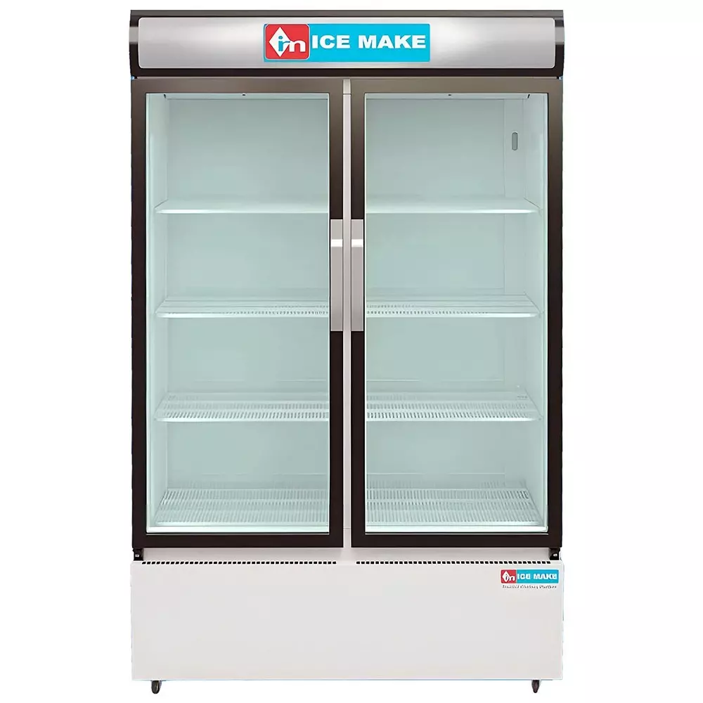 ICE MAKE Vertical Freezer 900 L Double Door 8 Shelves Grey, IMVC900