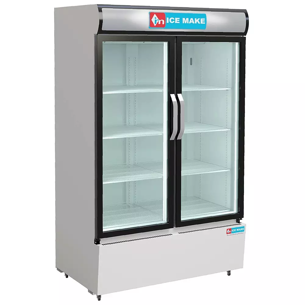ICE MAKE Vertical Freezer 900 L Double Door 8 Shelves Grey, IMVC900