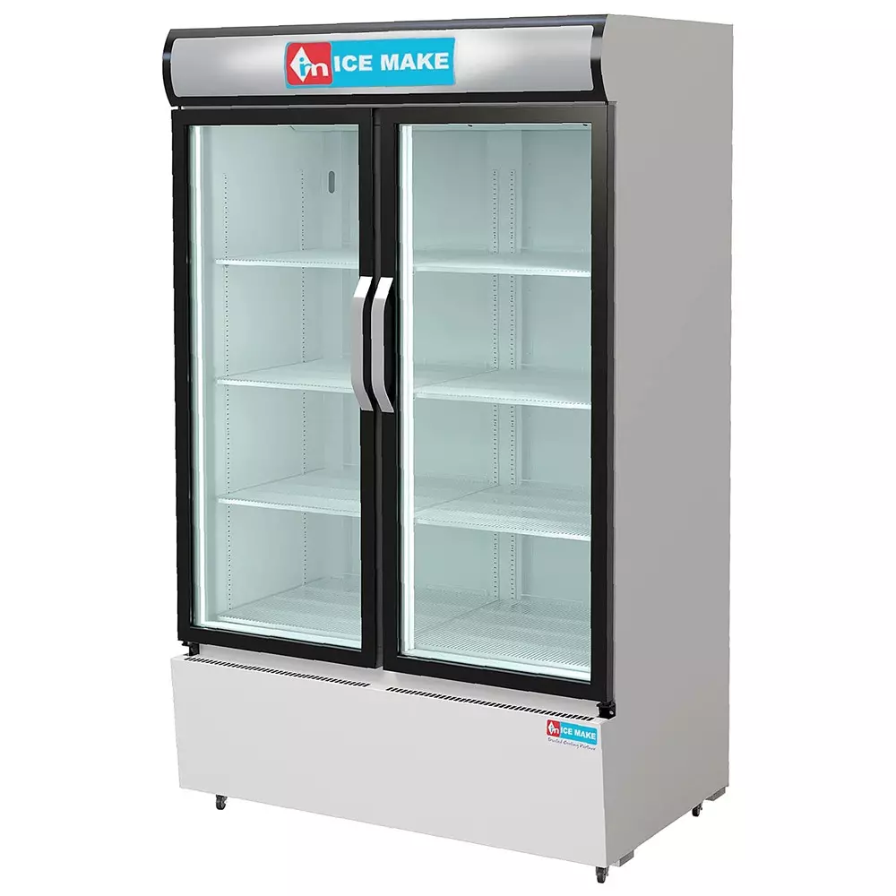 ICE MAKE Vertical Freezer 900 L Double Door 8 Shelves Grey, IMVC900