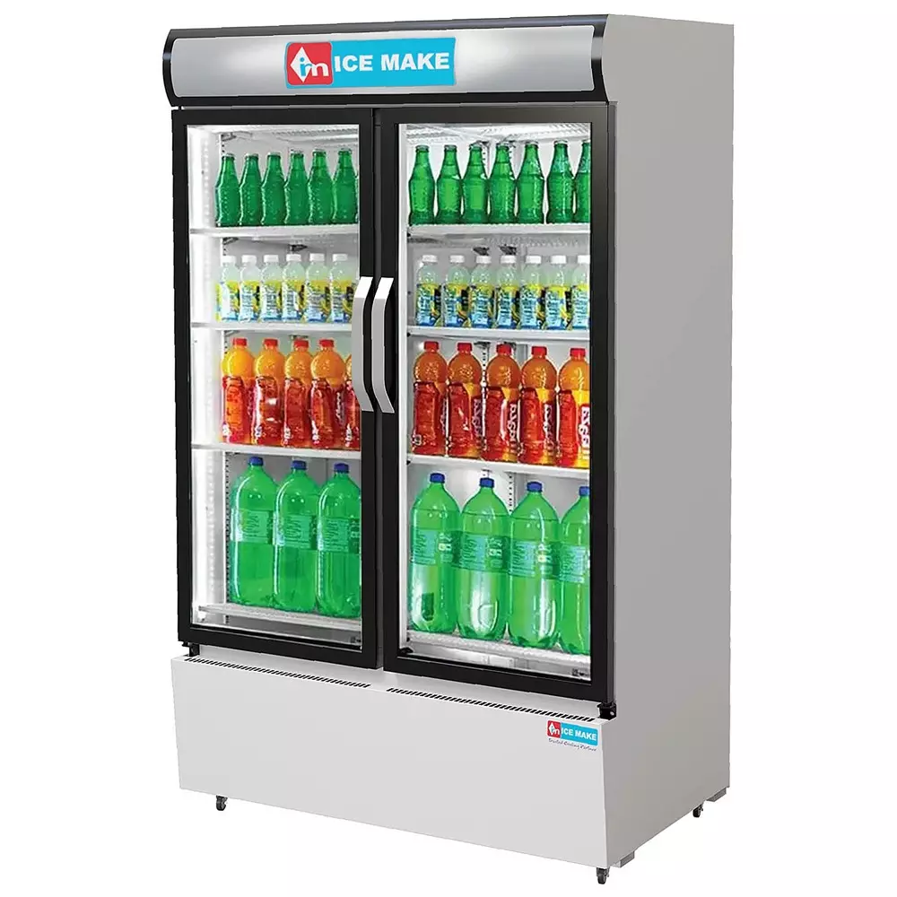ICE MAKE Vertical Freezer 900 L Double Door 8 Shelves Grey, IMVC900