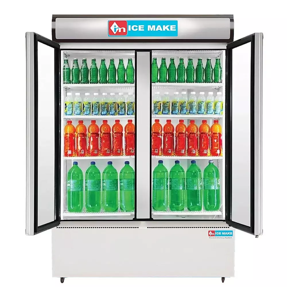 ICE MAKE Vertical Freezer 900 L Double Door 8 Shelves Grey, IMVC900