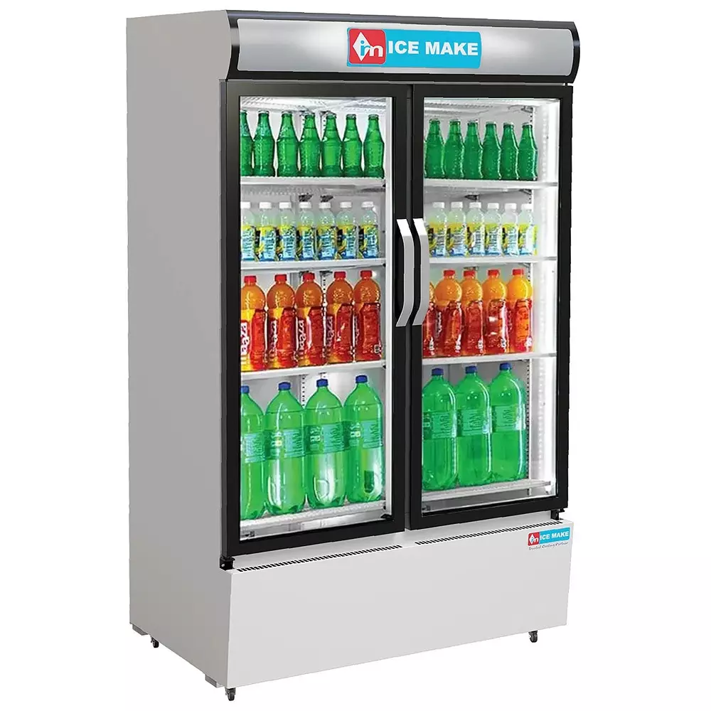 ICE MAKE Vertical Freezer 900 L Double Door 8 Shelves Grey, IMVC900