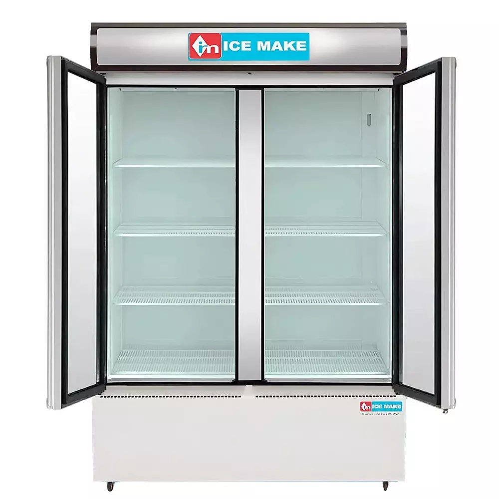 ICE MAKE Vertical Freezer 900 L Double Door 8 Shelves Grey, IMVC900
