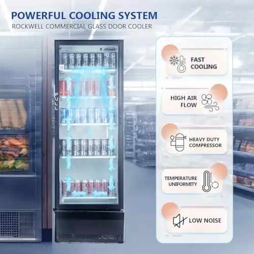 ROCKWELL 358 L Single Door Glass Visi Cooler, RVC390B