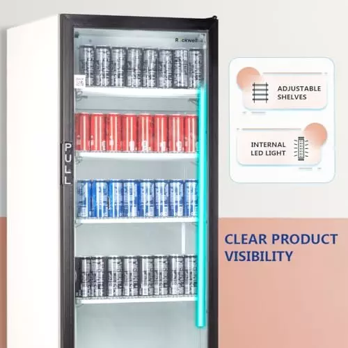 ROCKWELL 358 L Single Door Glass Visi Cooler, RVC390B