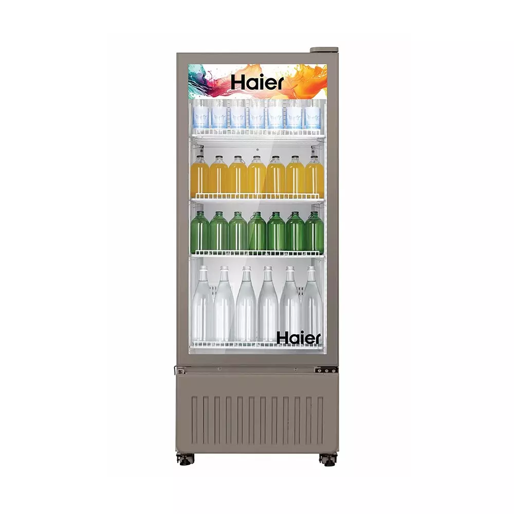 Haier Pristine Series 305 L Single Door Visi Cooler 4 Shelves See Through Glass Display Grey, HVC-305GT5