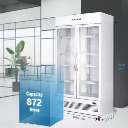 ROCKWELL 872 L Double Door Glass Visi Cooler, RVC1100C