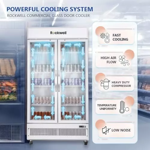 ROCKWELL 872 L Double Door Glass Visi Cooler, RVC1100C