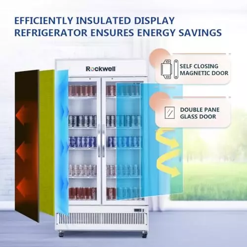 ROCKWELL 872 L Double Door Glass Visi Cooler, RVC1100C