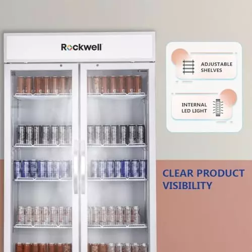 ROCKWELL 872 L Double Door Glass Visi Cooler, RVC1100C