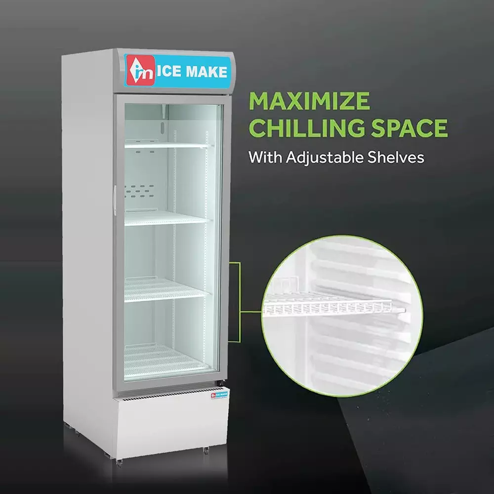 ICE MAKE Vertical Freezer 450 L Single Door 4 Shelves Grey, IMVC450