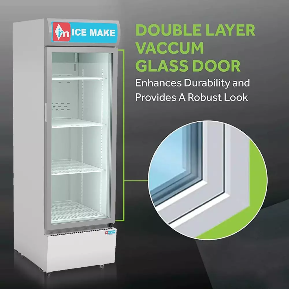 ICE MAKE Vertical Freezer 450 L Single Door 4 Shelves Grey, IMVC450