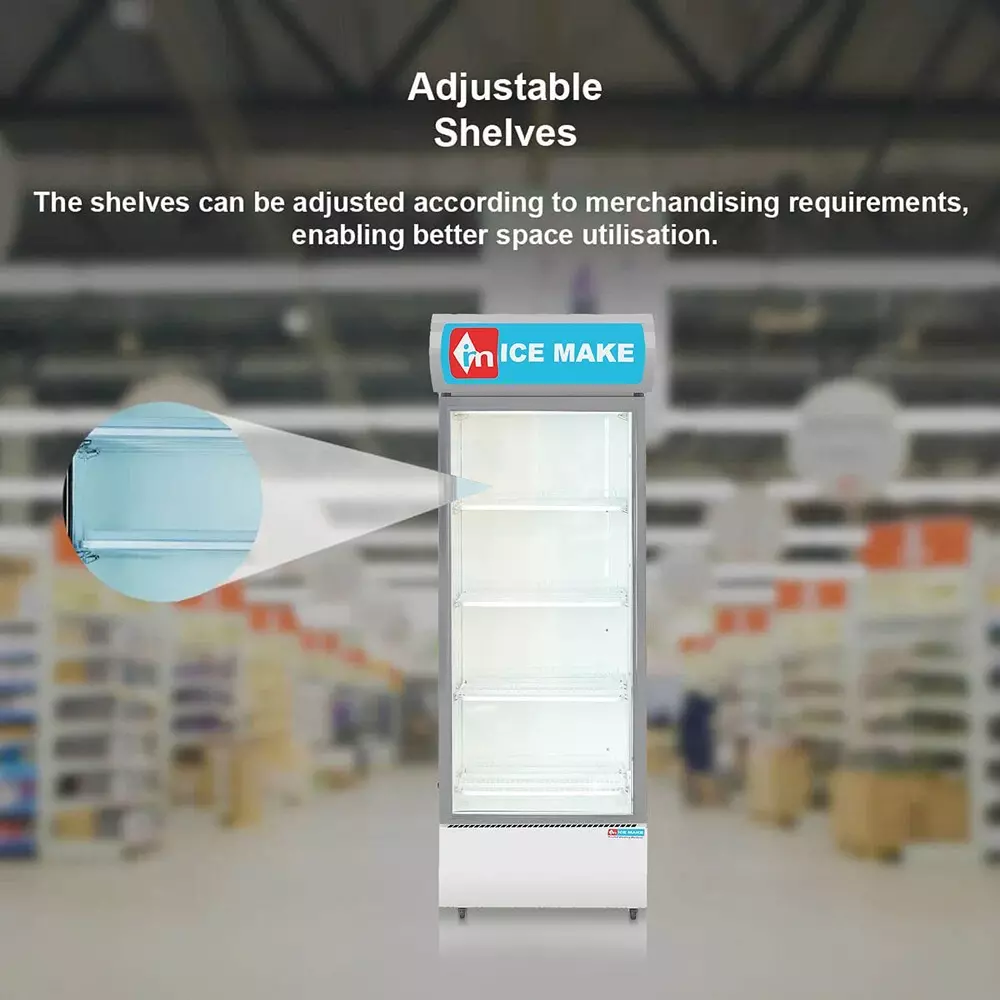 ICE MAKE Vertical Freezer 450 L Single Door 4 Shelves Grey, IMVC450
