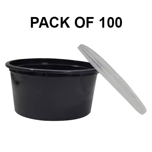GENERIC Disposable Round Plastic Food Container 500 ml (Pack of 100)