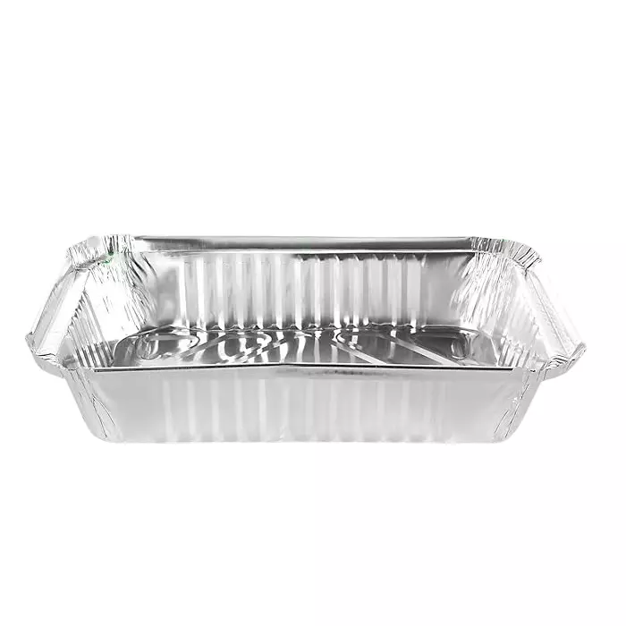 UMBRELLA CORPORATION Silver Foil Container with Lid Disposable Aluminium Parcel Box for Serving Hot & Dry Food (Pack of 50)