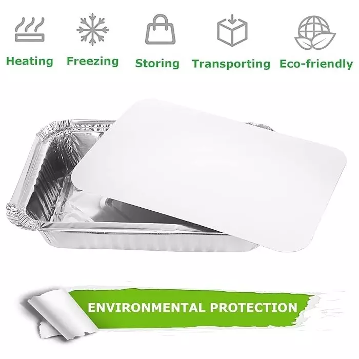 UMBRELLA CORPORATION 650 ml Silver Foil Container with Lid Disposable Aluminium Parcel Box for Serving Hot & Dry Food (Pack of 50)