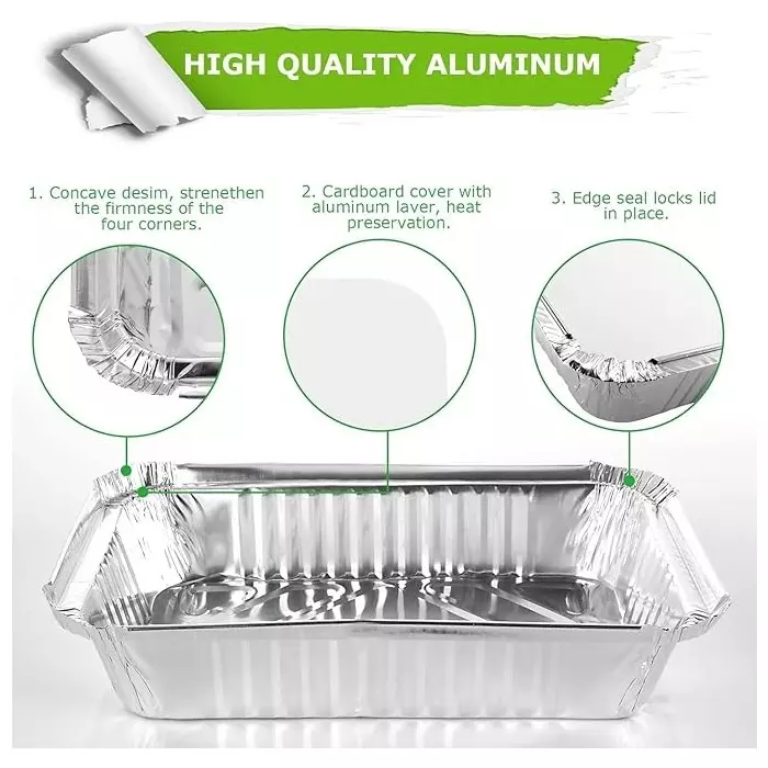 UMBRELLA CORPORATION 650 ml Silver Foil Container with Lid Disposable Aluminium Parcel Box for Serving Hot & Dry Food (Pack of 50)
