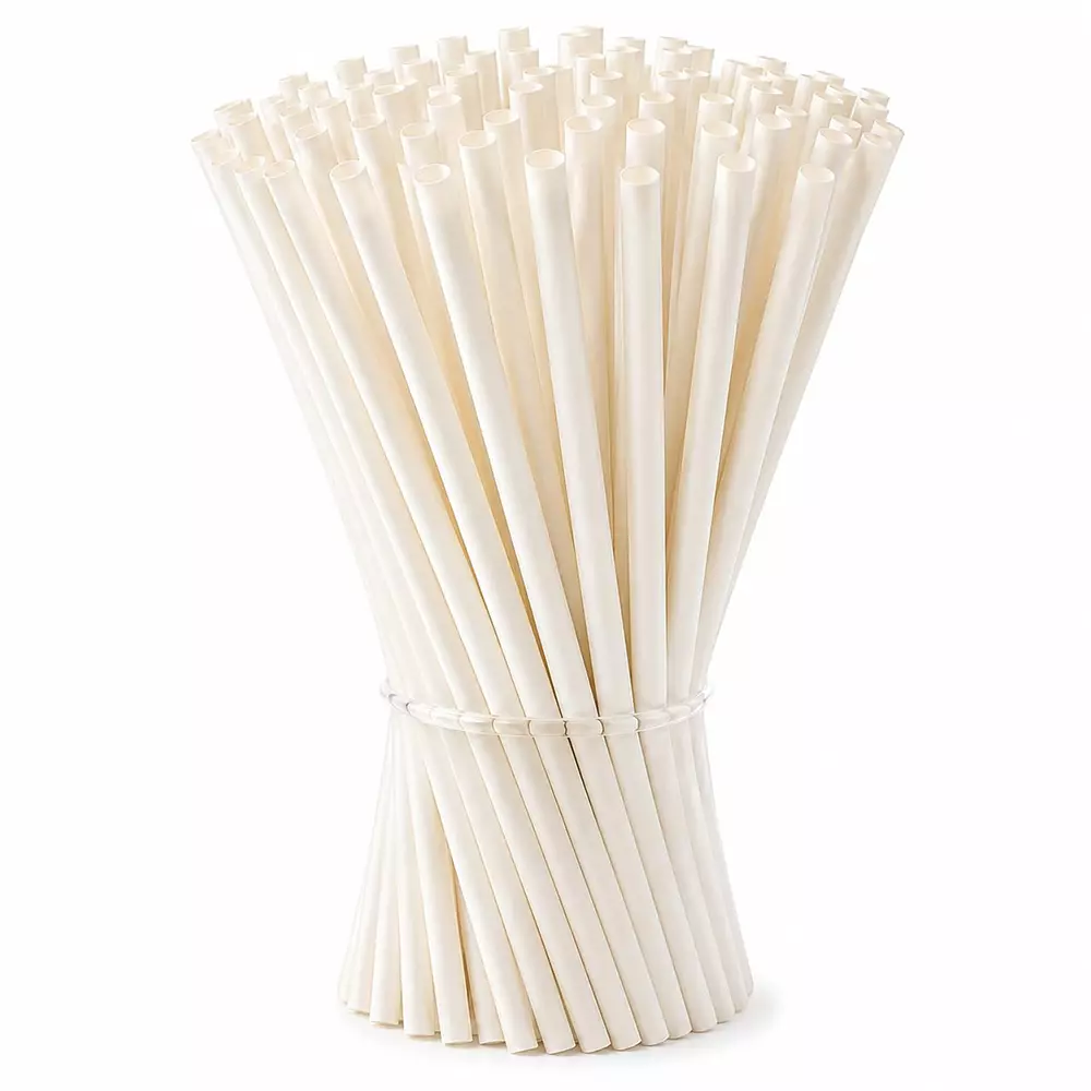 Eco Aaroyaa Paper Straw White Round 9 cm Length 8 mm Diameter for Cold Beverages, (Pack of 200 Pcs)