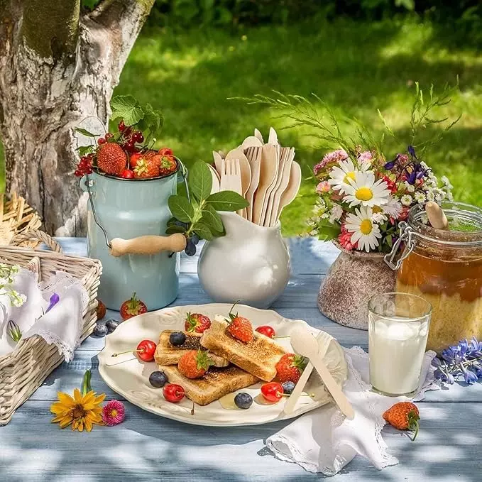 UMBRELLA CORPORATION 160 mm Disposable Cake Cutting Knife Wooden Body  for Parties, Weddings, Events (Pack of 100)