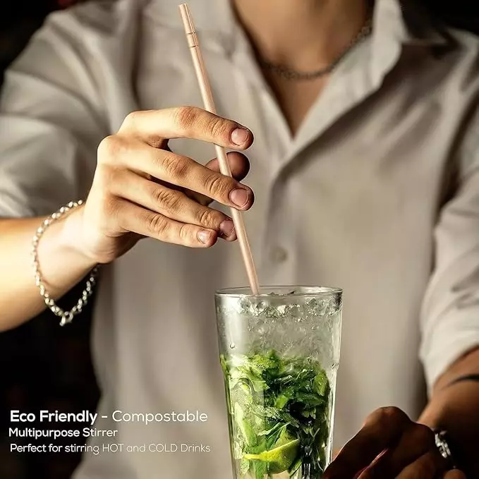 UMBRELLA CORPORATION 8 inch (203.2 mm) Disposable Beverage Stirrer Sticks  for Bars, Restaurants (Pack of 100)