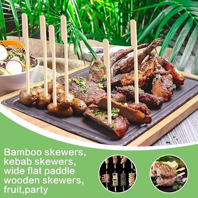 UMBRELLA CORPORATION 12 inch (304.8 mm) Disposable Bamboo Paddle Skewers  for Parties, Weddings, Events (Pack of 100)