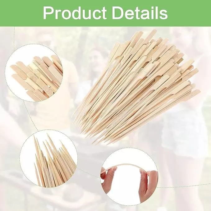UMBRELLA CORPORATION 12 inch (304.8 mm) Disposable Bamboo Paddle Skewers  for Parties, Weddings, Events (Pack of 100)