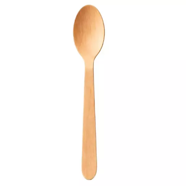 Eco Aaroyaa Disposable Wooden Spoon Natural Brown 14 cm Length for Hot & Cold Foods, (Pack of 100 Pcs)