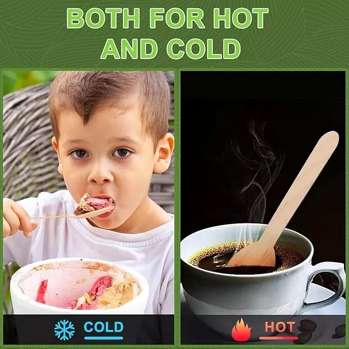 UMBRELLA CORPORATION 110 mm Disposable Spoons Wooden Body  for Parties, Weddings, Events (Pack of 100)