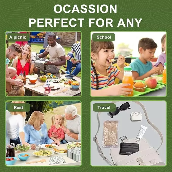 UMBRELLA CORPORATION 110 mm Disposable Spoons Wooden Body  for Parties, Weddings, Events (Pack of 100)