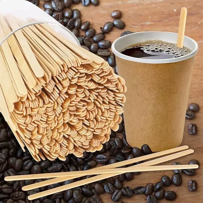 UMBRELLA CORPORATION 140 mm Disposable Wooden Coffee Stirrer  for Parties, Weddings, Events (Pack of 500)