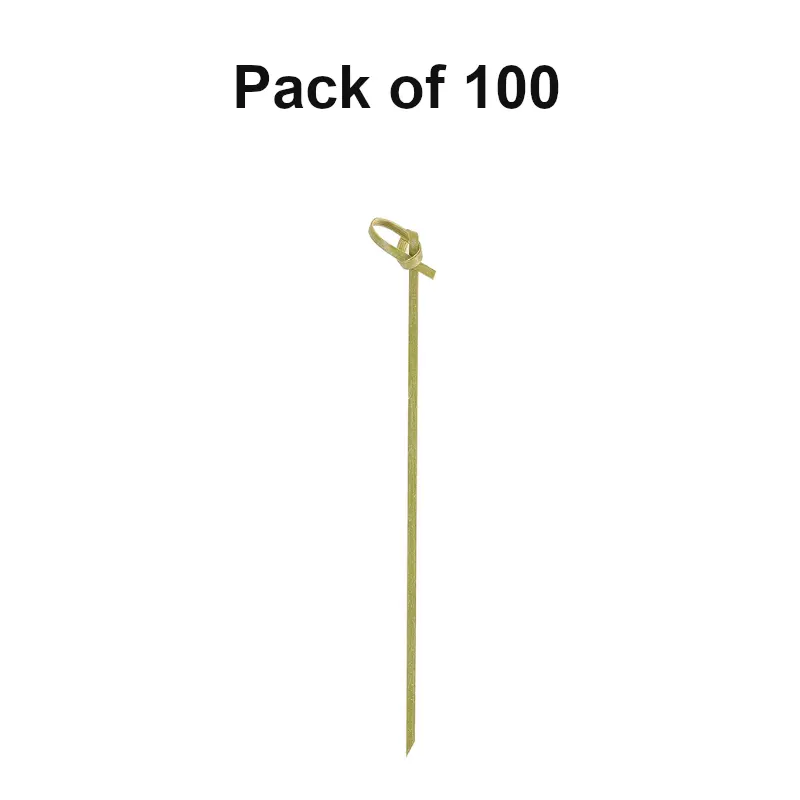 UMBRELLA CORPORATION 80 mm Disposable Bamboo Cocktail Picks Green Color for Parties, Weddings, Events (Pack of 100)