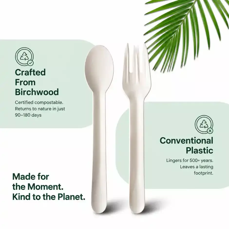eco-aaroyaa-disposable-paper-spoon-fork-kit-white-14-cm-length-for-serving-snack-dinner-foods