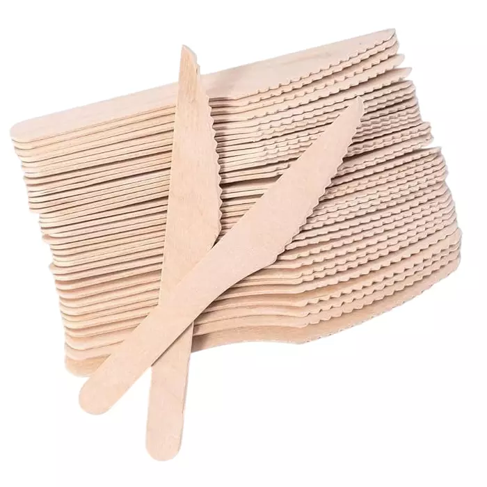 UMBRELLA CORPORATION 140 mm Disposable Cake Cutting Knife Wooden Body  for Parties, Weddings, Events (Pack of 100)