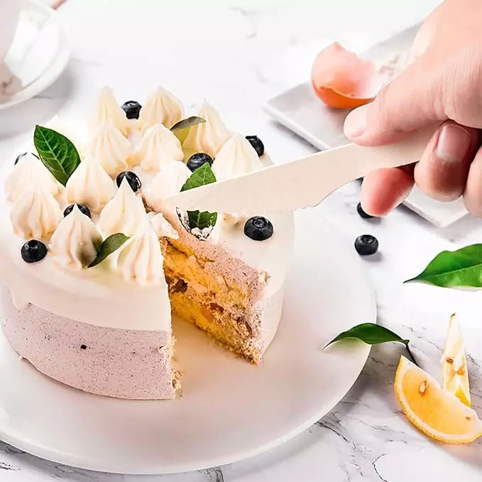 UMBRELLA CORPORATION 140 mm Disposable Cake Cutting Knife Wooden Body  for Parties, Weddings, Events (Pack of 100)